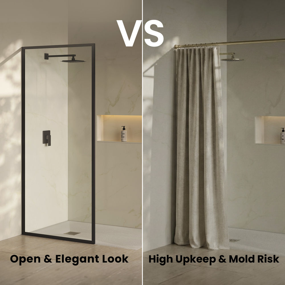 Pierre 34 x 76 Framed Fixed 3/8 in. (10mm) Clear Tempered Glass Shower Door with Matte Black Frame