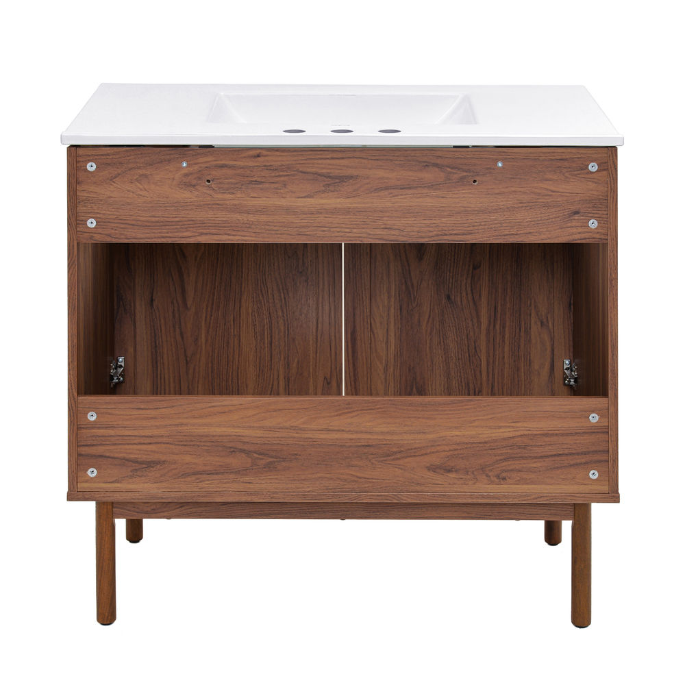 Classe 36" Freestanding Bathroom Vanity in Brown Oak with 3-Hole Widespread Sink Top