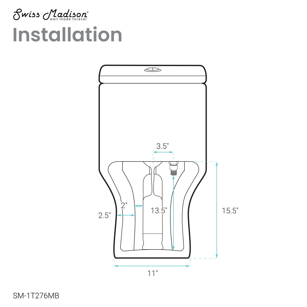 Carre One Piece Square Toilet Dual Flush 1.1/1.6 gpf with 10" Rough-In, Matte Black