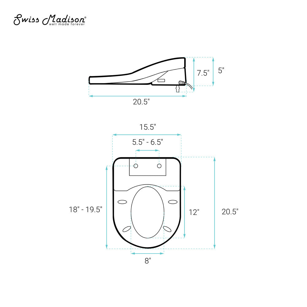 St. Tropez One-Piece Elongated Toilet Vortex Dual-Flush 1.1/1.6 gpf with Smart Seat Bidet