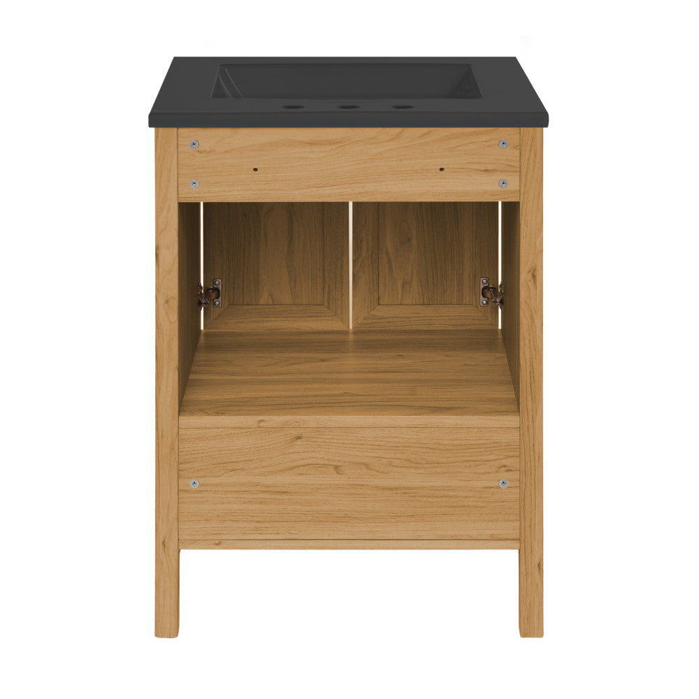 Chateau 24" Freestanding Bathroom Vanity in Golden Oak with Black 3-Hole Centerset Sink Top