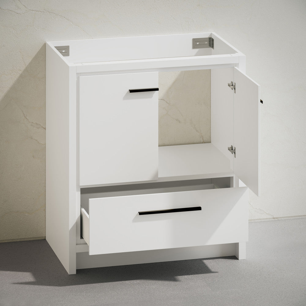 Virage 30" Freestanding Bathroom Vanity in White without Sink Top