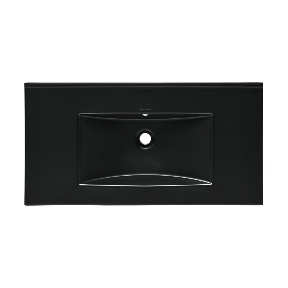 36" Zero Hole Vanity Sink Top in Glossy Black