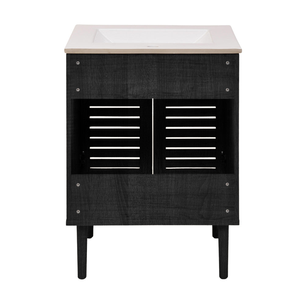 Bron 24" Freestanding Bathroom Vanity in Black Oak with Sink Top