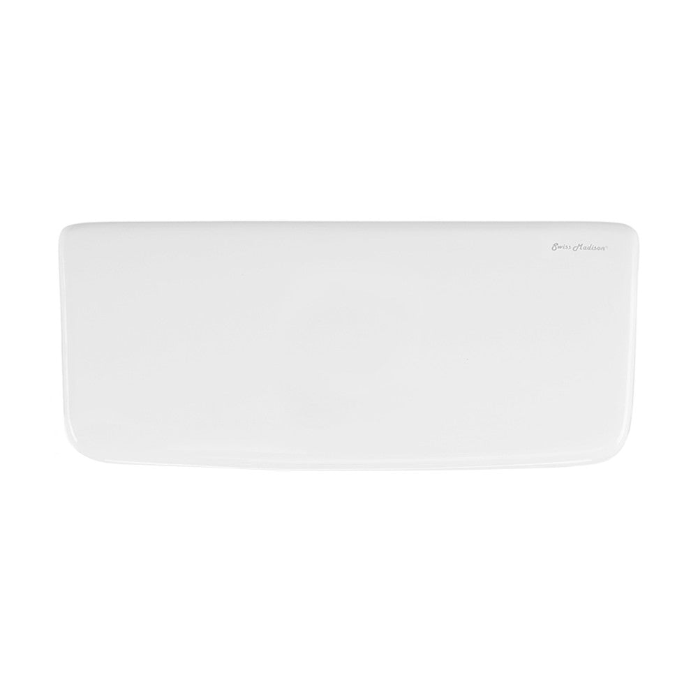 White rectangular toilet tank lid for Avallon toilet, smooth surface.
