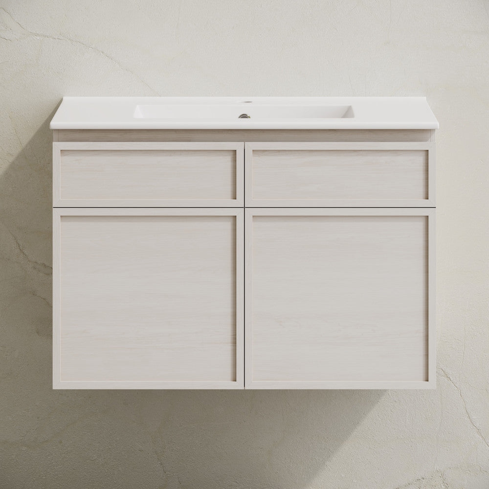 St. Tropez 30" Wall-Mounted Bathroom Vanity in White Oak with Sink Top