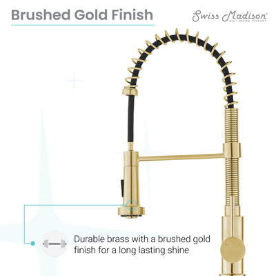 Nouvet Single Handle, Pull-Down Kitchen Faucet in Brushed Gold