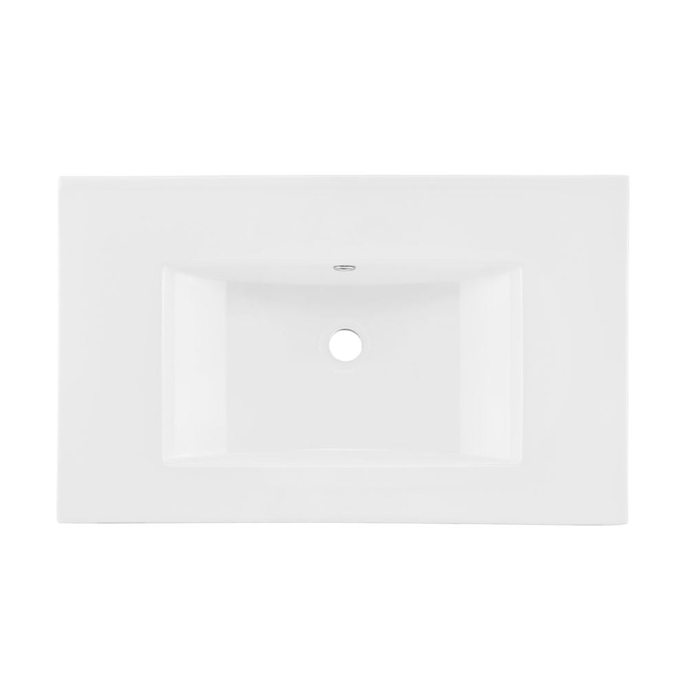 30" Zero Hole Vanity Sink Top in Glossy White