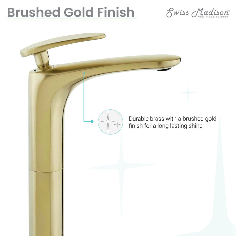 Sublime Single Hole, Single-Handle, High Arc Bathroom Faucet in Brushed Gold