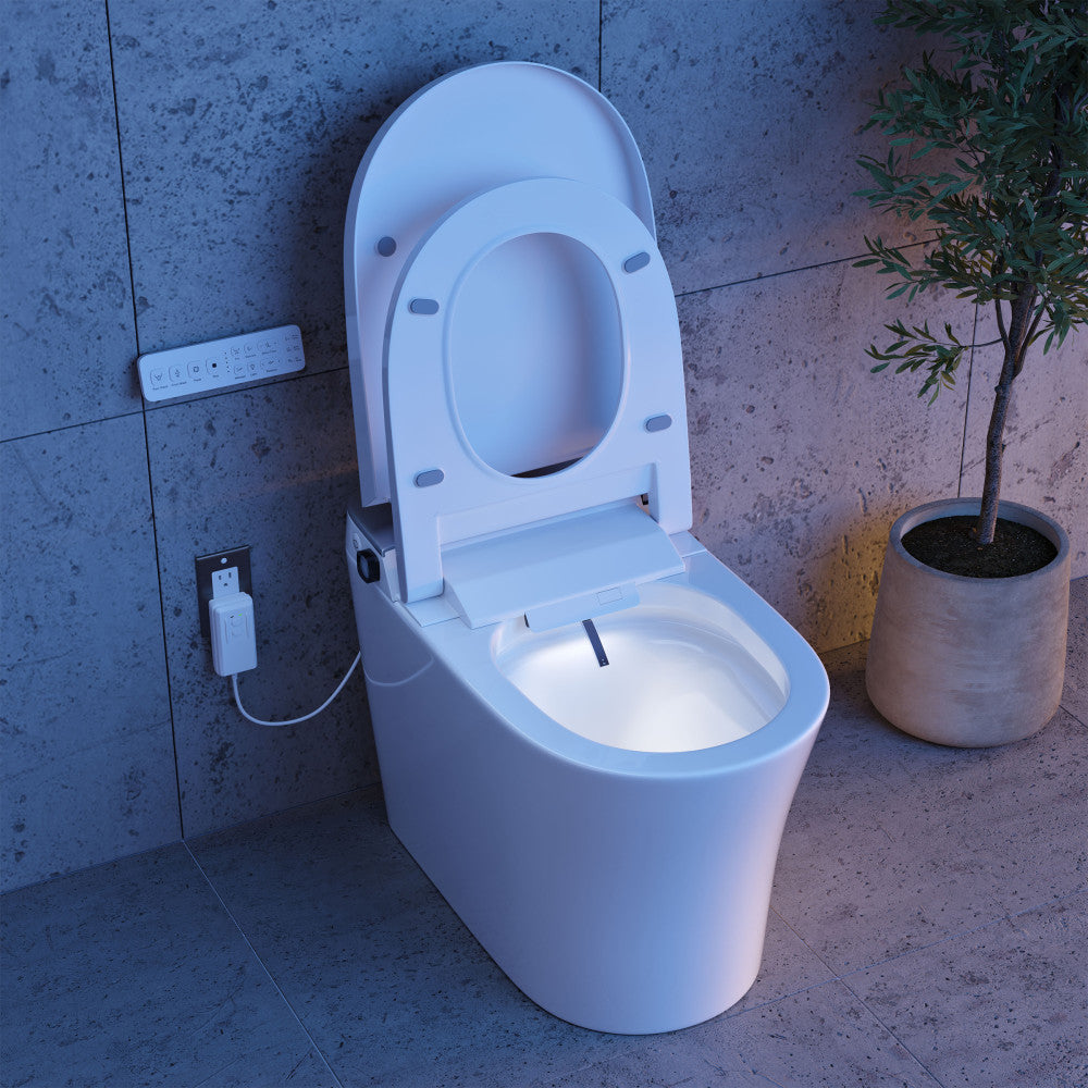 Hugo G Smart Toilet 12" Rough-in ADA Height in Glossy White with Integrated Tank, Auto Flush, Night Light