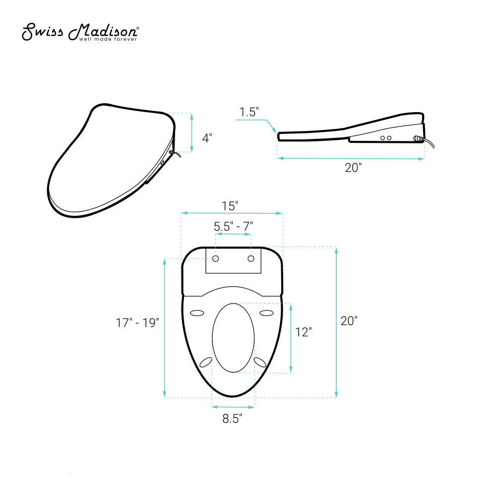 St. Tropez One-Piece Elongated Toilet Vortex Dual-Flush 1.1/1.6 gpf with Smart Seat Bidet