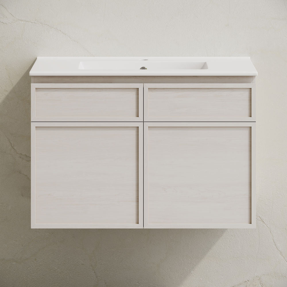 St. Tropez 30" Wall-Mounted Bathroom Vanity in White Oak with Sink Top