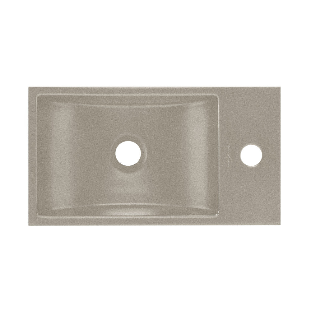 Lisse 16" Concrete Rectangle Wall-Mounted Sink with Right Side Faucet Mount in Matte Taupe