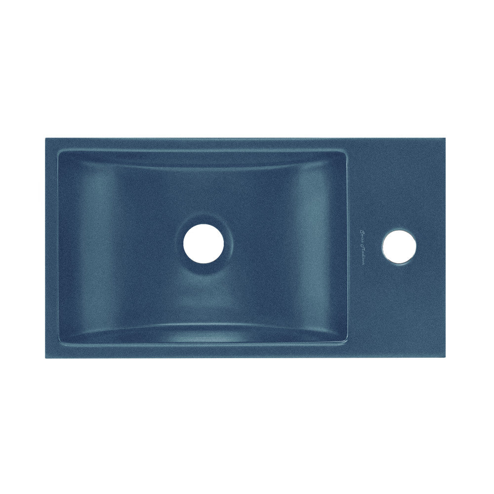 Lisse 16" Concrete Rectangle Wall-Mounted Sink with Right Side Faucet Mount in Matte Royal Blue