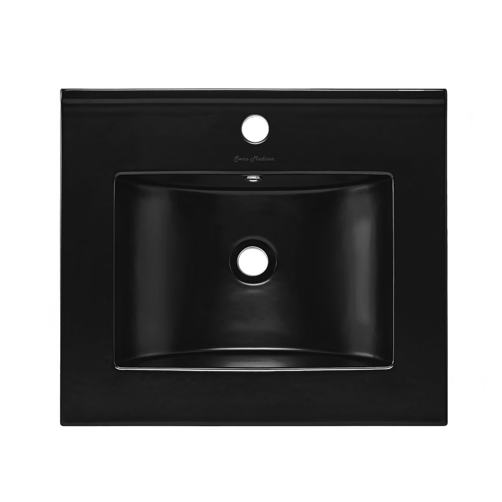 18" Vanity Sink Top in Glossy Black
