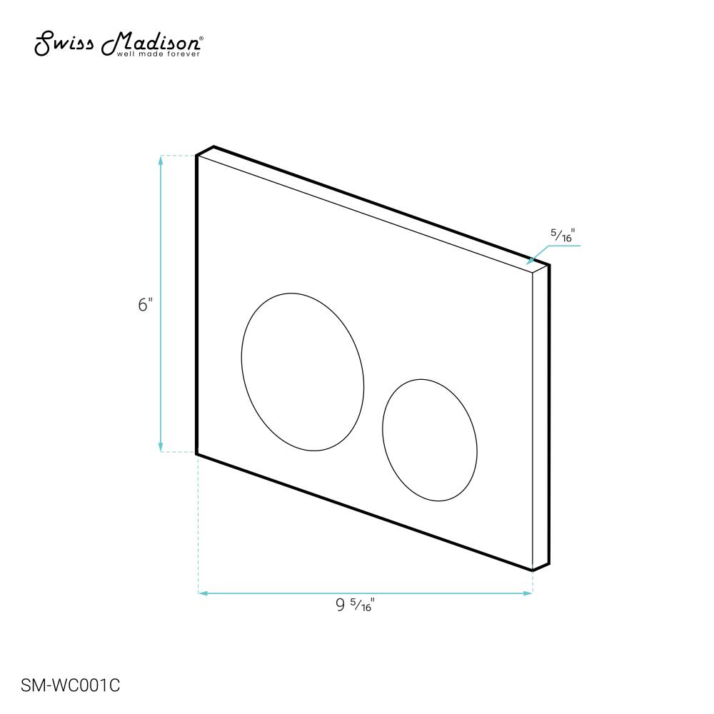 Dual flush back-to-wall toilet flush panel in glossy white, rectangular with two circular buttons.