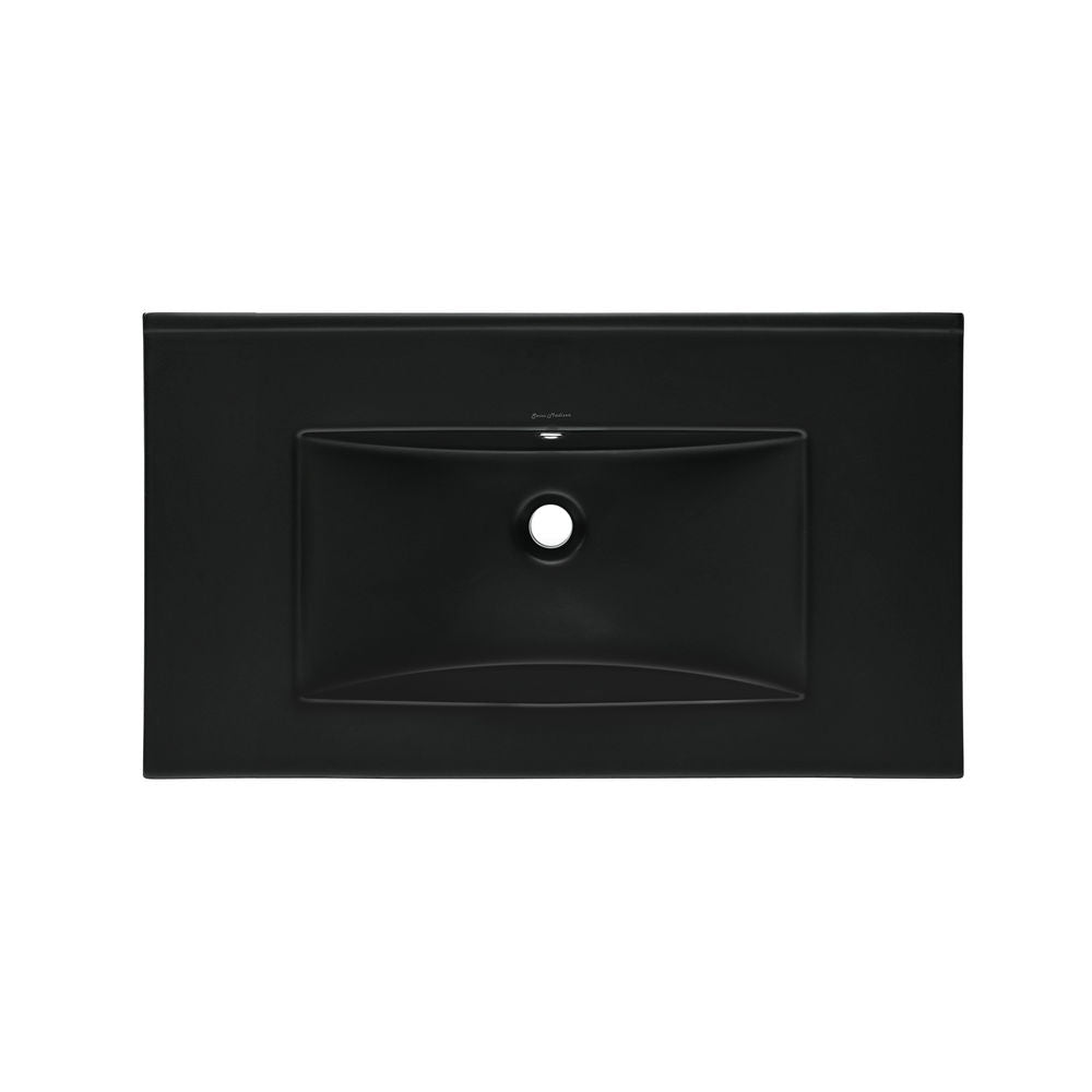 30" Zero Hole Vanity Sink Top in Matte Black