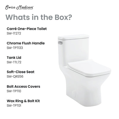 Carre One Piece Square Toilet Left Side Flush, 10" Rough-In 1.28 gpf