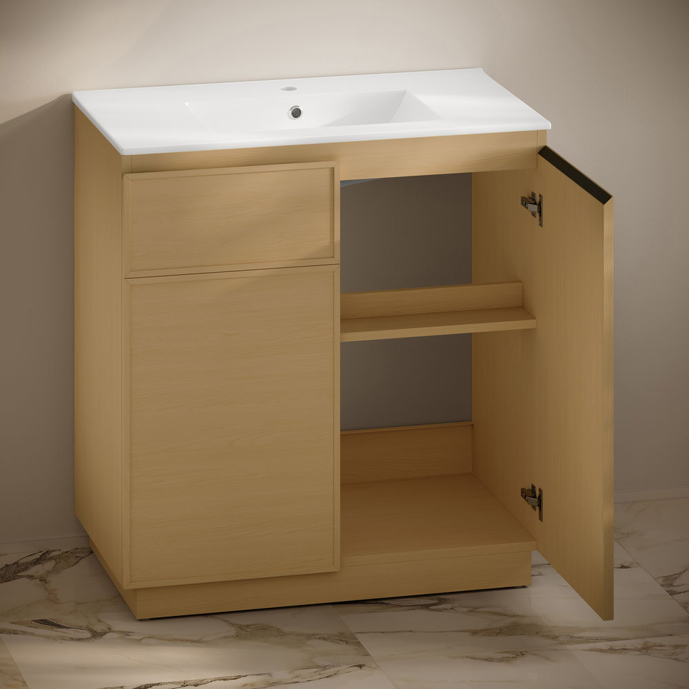 St. Tropez 36" Freestanding Bathroom Vanity in Natural Oak with Sink Top