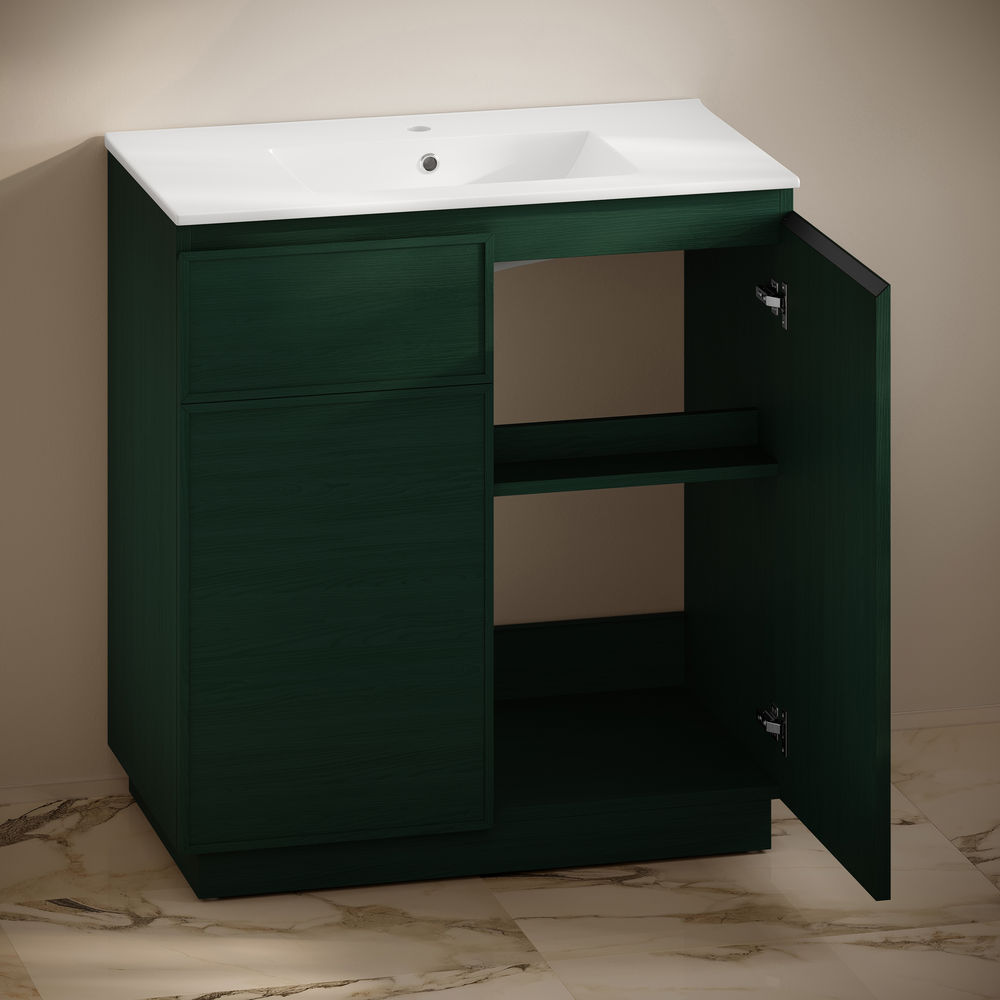 St. Tropez 36" Freestanding Bathroom Vanity in Green Oak with Sink Top