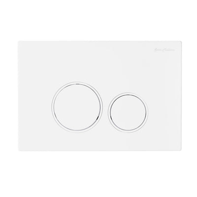 Wall Mount Dual Flush Actuator Plate with Round Push Buttons in Matte White
