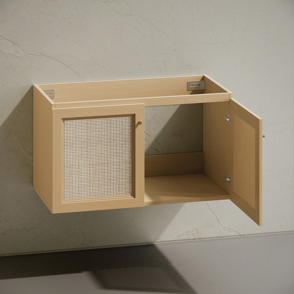 Classe 36" Wall-Mounted Bathroom Vanity in Natural Oak without Sink Top