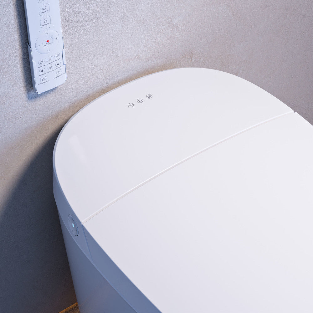 Viro V20 Smart Toilet 12” Rough-in ADA Height in Glossy White with Foam Shield, Integrated Tank, Auto Open/Close, Foot Sensor