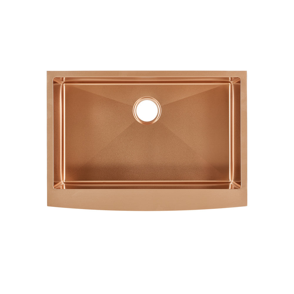 Rivage 30 x 21 Stainless Steel, Single Basin, Farmhouse Kitchen Sink with Apron in Rose Gold