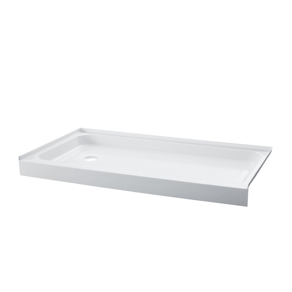 Voltaire 60" x 32" Acrylic White, Single-Threshold, Left-Hand Drain, Shower Base