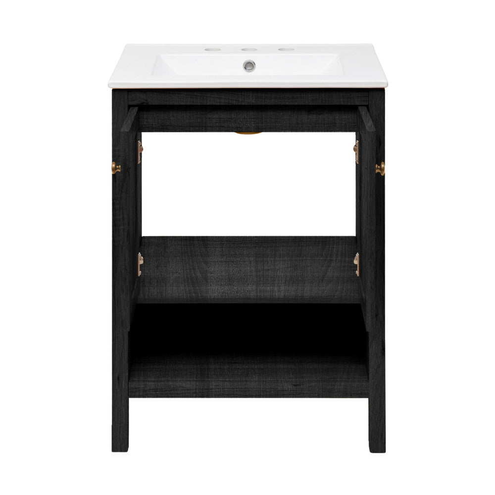 Chateau 24" Freestanding Bathroom Vanity in Black Oak with 3-Hole Widespread Sink Top