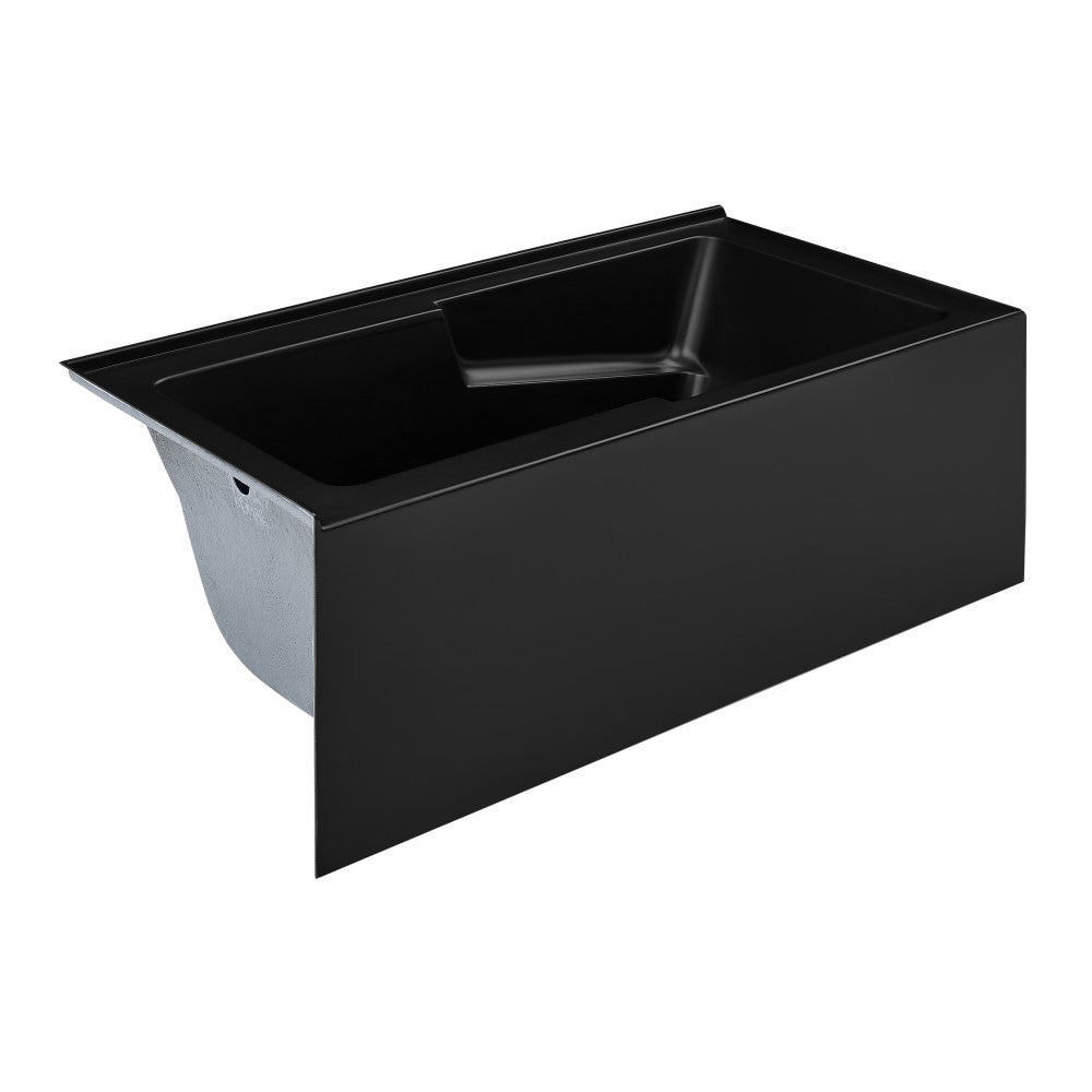 Voltaire 60 x 32 Left Drain Soaking Alcove Corner Apron Bathtub in Matte Black