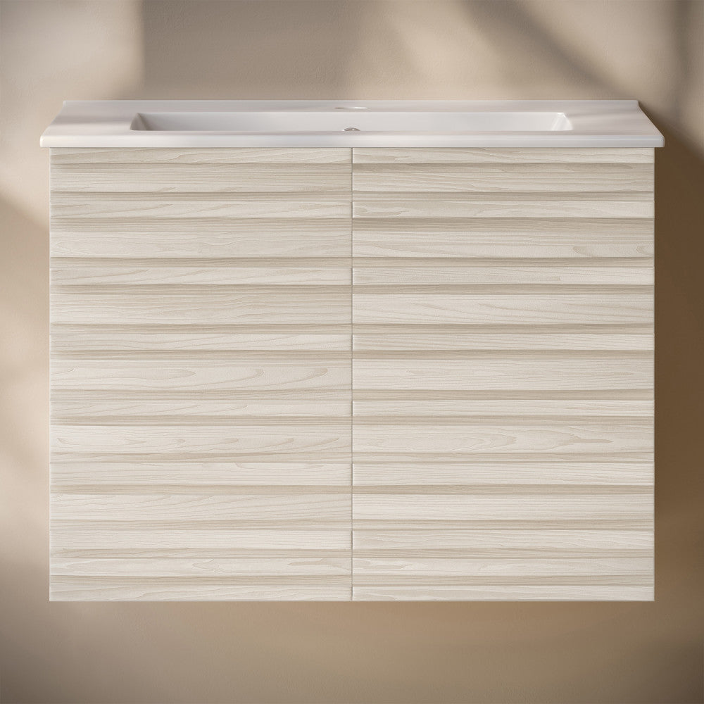 Cascade 30" Wall-Mounted Bathroom Vanity in White Oak with Sink Top