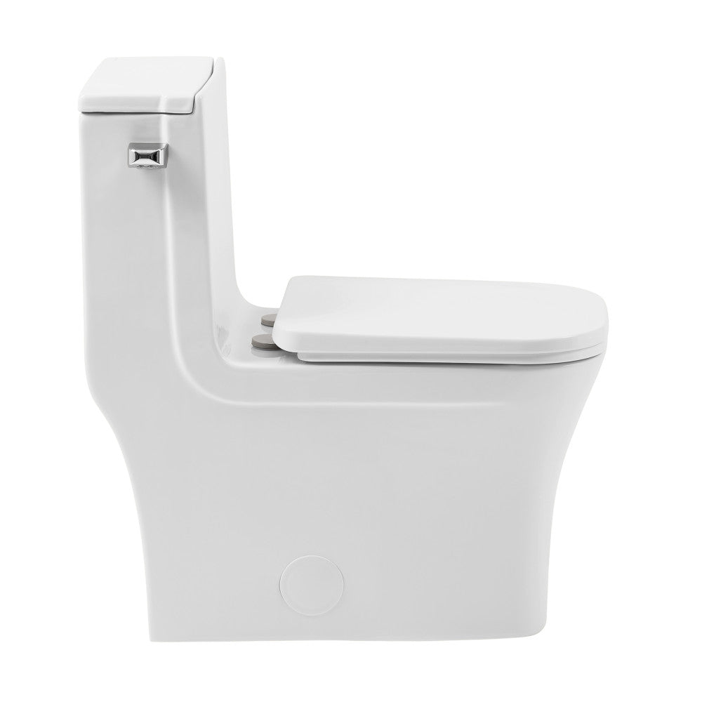 Concorde One-Piece 14" Rough-in 1.28 GPF Left-Hand Flush Square Toilet in Glossy White