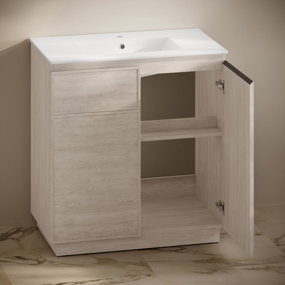 St. Tropez 36" Freestanding Bathroom Vanity in White Oak with Sink Top