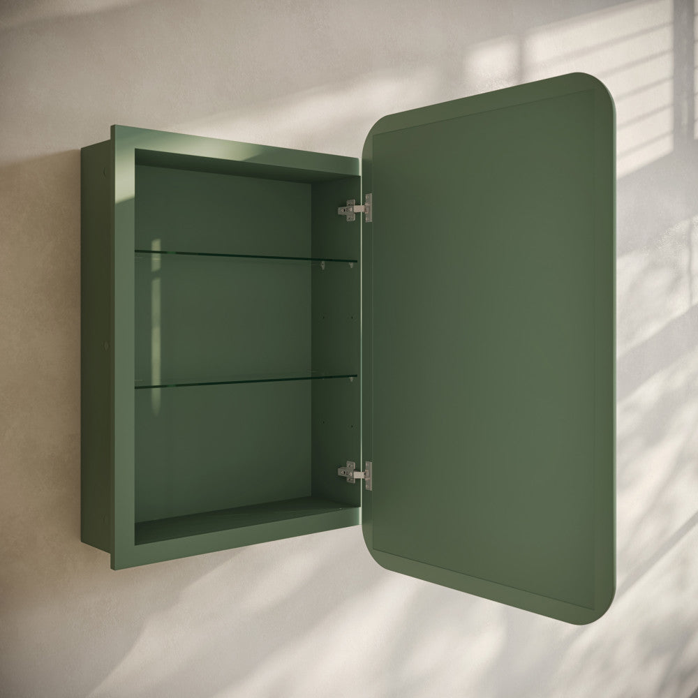 Plaisir 18 x 27 Recessed/Wall Mount Medicine Cabinet with Mirror in Green