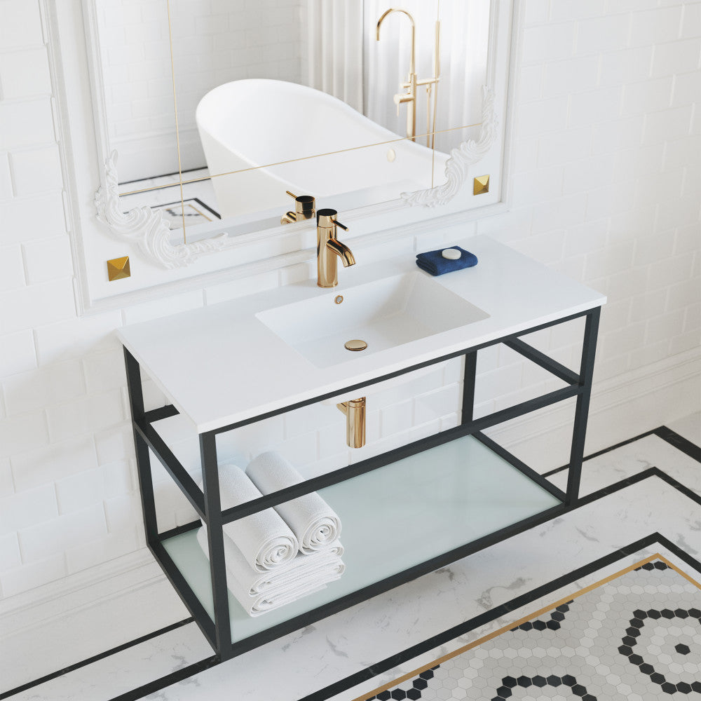 Pierre 36 Single, Metal Frame, Open Shelf, Bathroom Vanity – Swiss