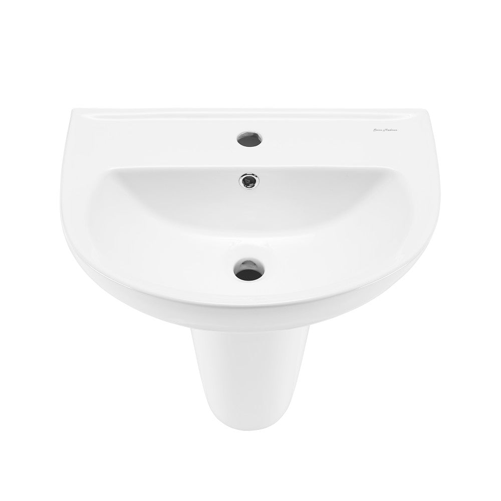 Swiss Madison St. Tropez White Ceramic Wall-mount Rectangular Modern Bathroom  Sink (23.62-in x 16.54-in) at