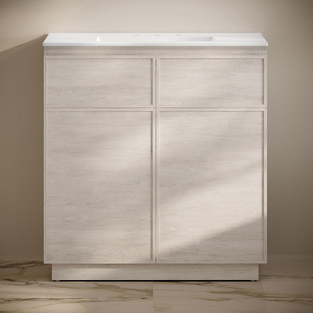 St. Tropez 36" Freestanding Bathroom Vanity in White Oak with 3-Hole Widespread Sink Top