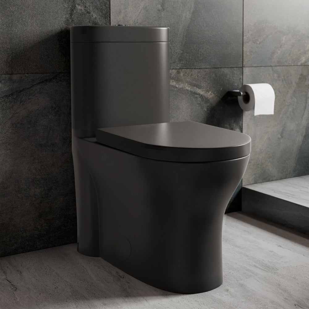 Monaco One-Piece Elongated Toilet Dual-Flush, Matte Black 1.1/1.6