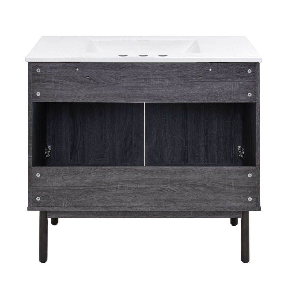 Classe 36" Freestanding Bathroom Vanity in Black Oak with 3-Hole Widespread Sink Top