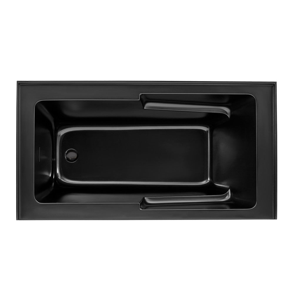 Voltaire 60 x 32 Skirted Left Drain Soaking Apron Bathtub in Matte Black with Integrated Overflow and Armrest, Drain Included