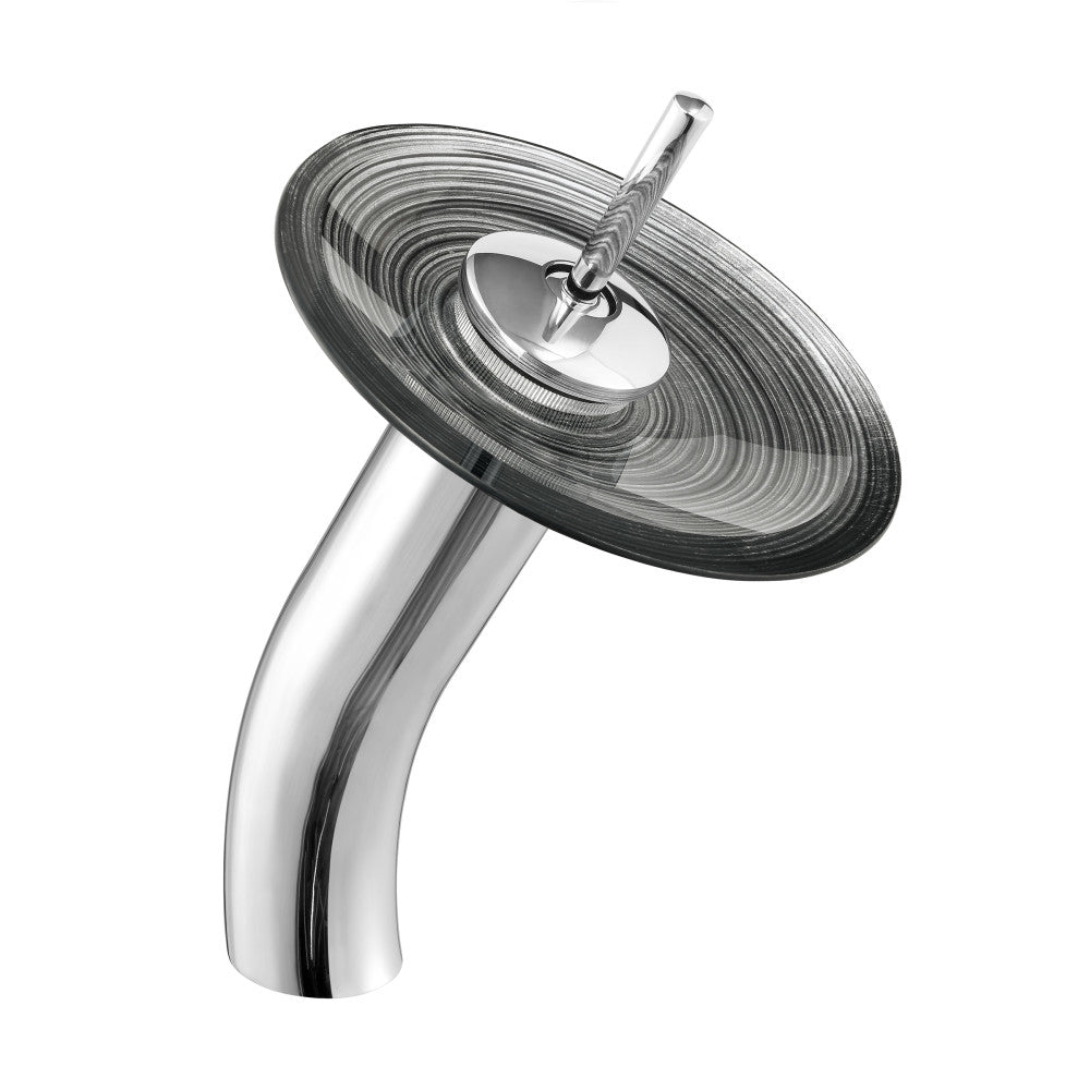 Cascade Rectangular Glass Vessel Sink with Faucet, Smoky Gray