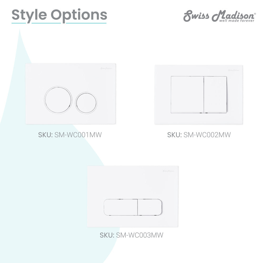 Concorde Wall Mount Dual Flush Actuator Plate with Square Push Buttons in Matte White