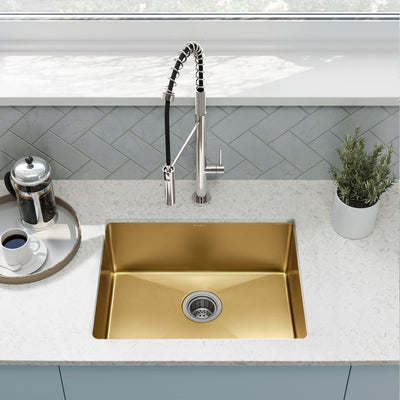 Rivage 23 x 18 Stainless Steel, Single Basin, Undermount Kitchen Sink, Gold