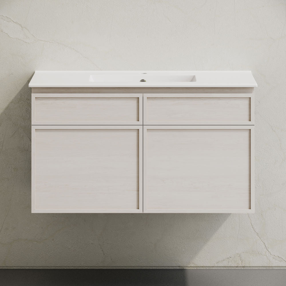 St. Tropez 36" Wall-Mounted Bathroom Vanity in White Oak with Sink Top