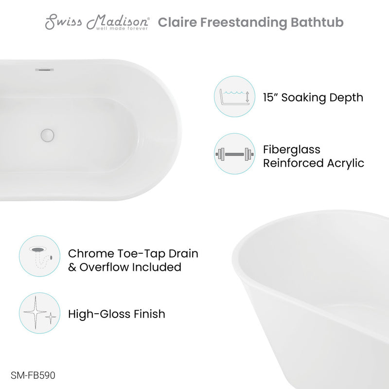 Claire 60" Freestanding Bathtub