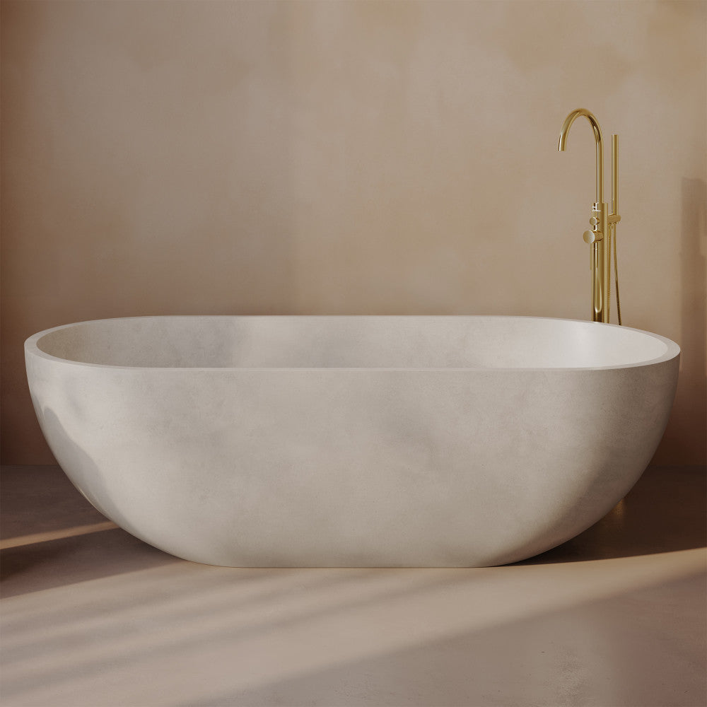 Claire 60" Freestanding Concrete Bathtub in Sand, Drain Included