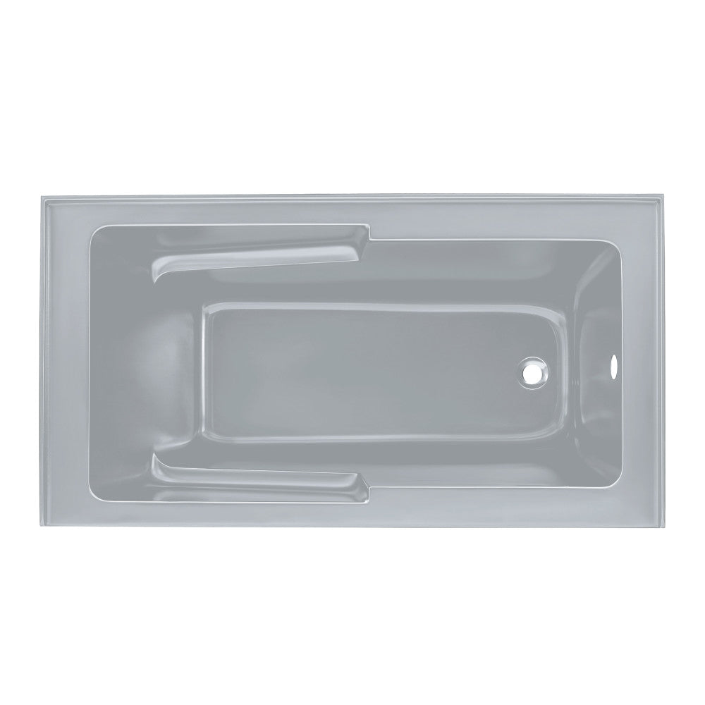 Voltaire 60" x 32" Right-Hand Drain Alcove Bathtub with Apron and Armrest in Matte Gray