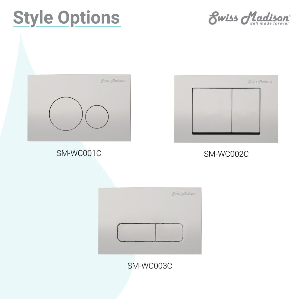 Concorde Wall Mount Dual Flush Actuator plate with Square Push Buttons in Matte Chrome