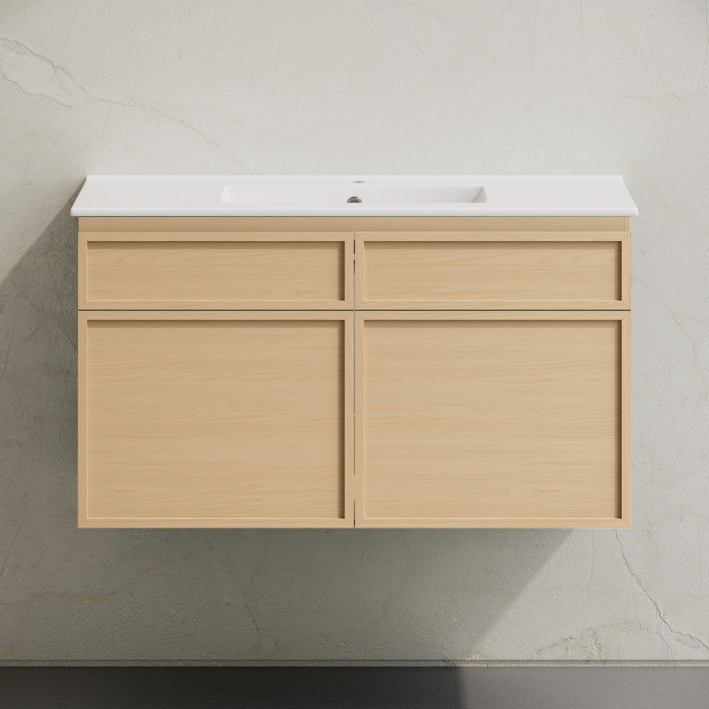 St. Tropez 36" Wall-Mounted Bathroom Vanity in Natural Oak with Sink Top